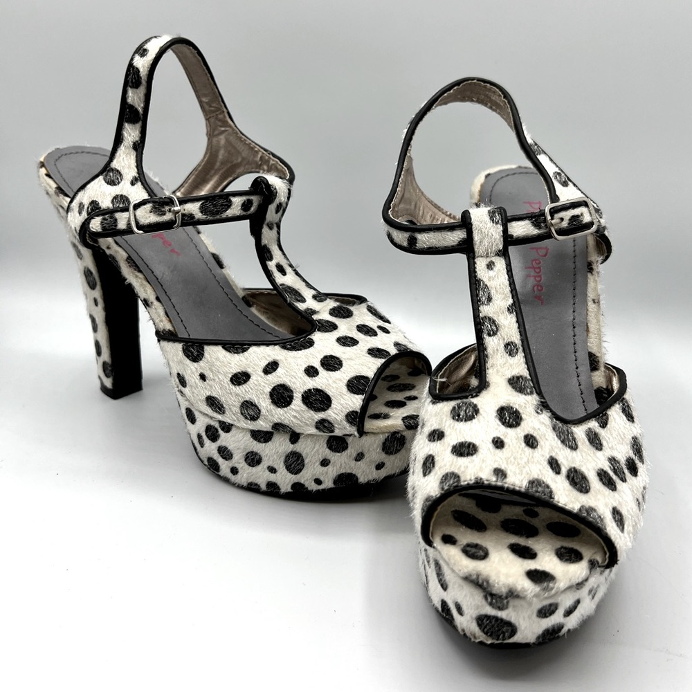 Funky B/w Polka dot platform heels